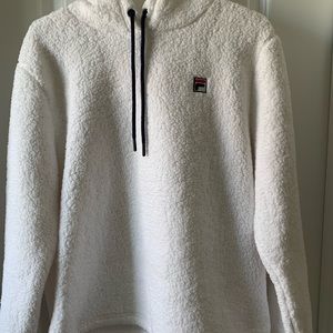 Fila White Wool Pullover Hoodie